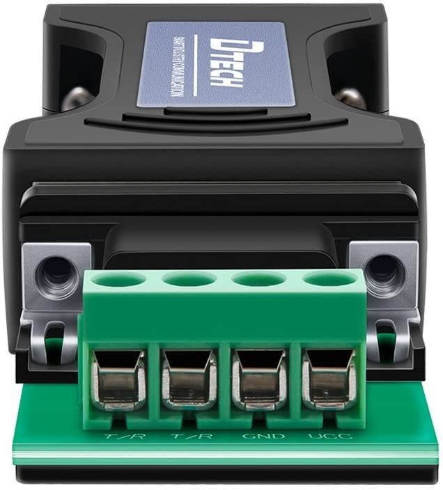 DTECH RS232 to RS485 Serial Converter Adapter with 4 Position Terminal Block for Industrial Long Haul Communication Data Supports 600W Anti-Surge