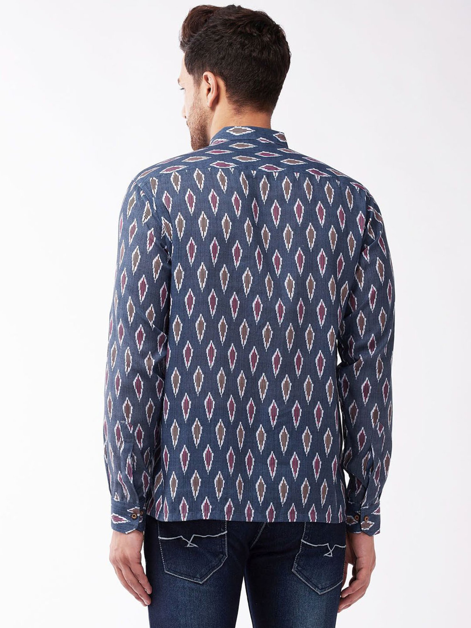 Vastramay Grey Cotton Straight Fit Printed Shirts