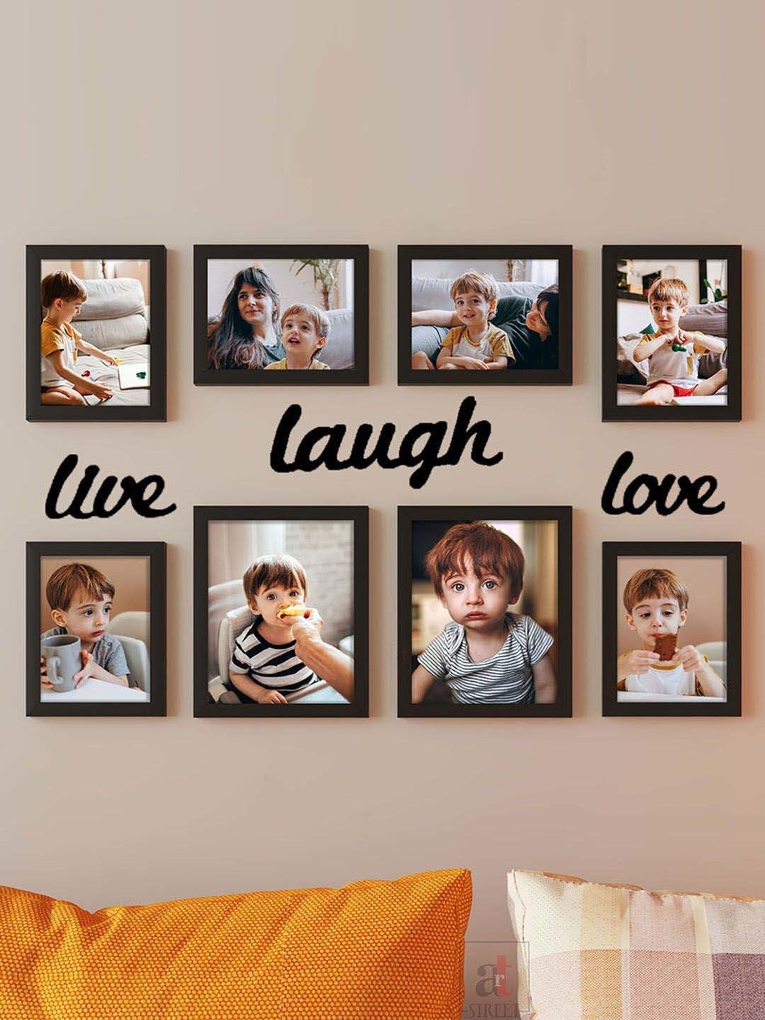 Art Street Black Synthetic Nucleolus Wall Photo Frame - Set of 8