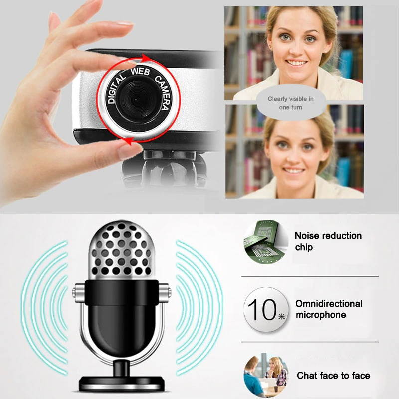 HD Webcam 480P Streaming Web Camera with Microphones Webcam for Gaming Conferencing Desktop New GK99