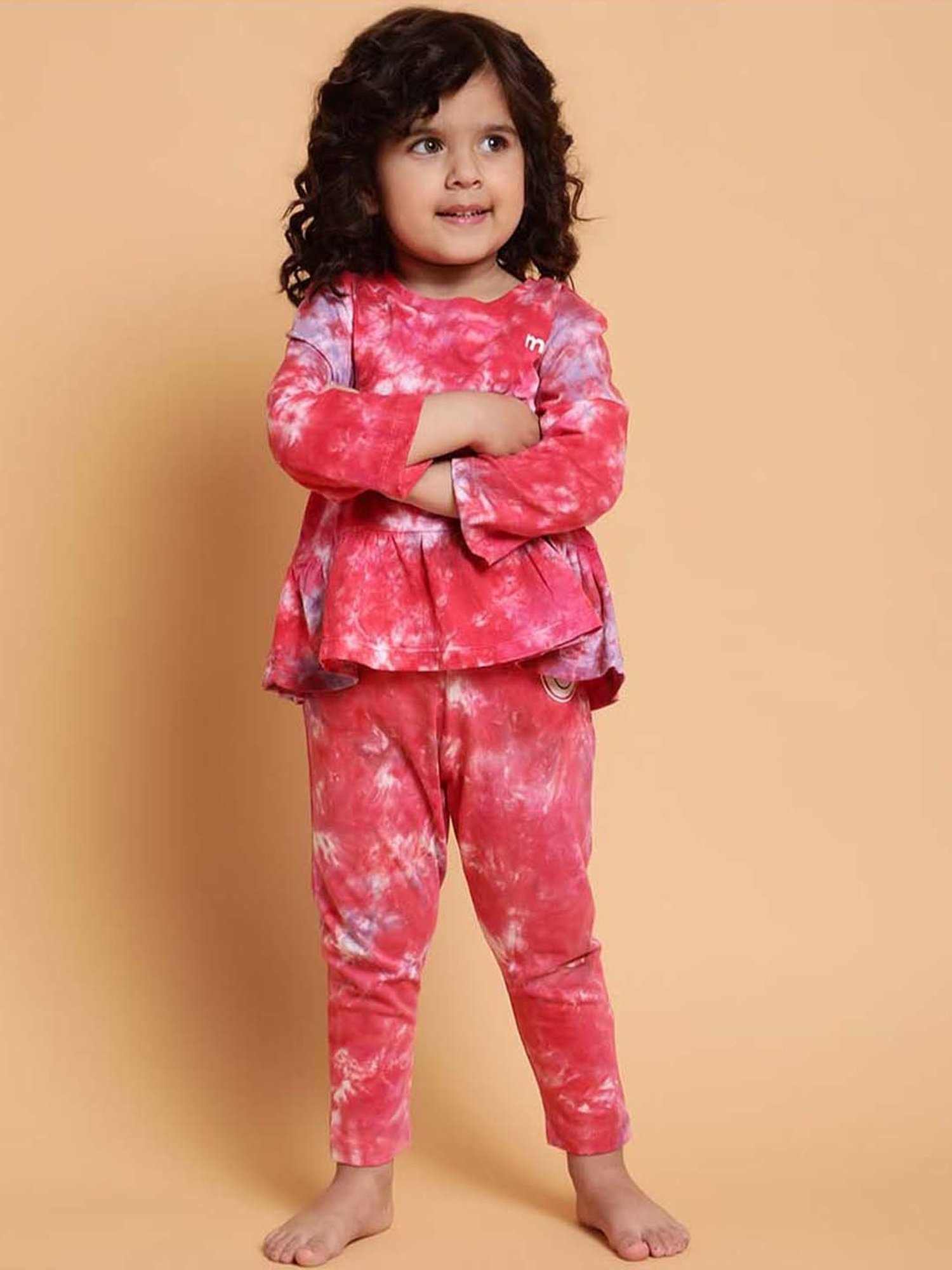 MiArcus Kids Red & White Cotton Over Dyed Leggings