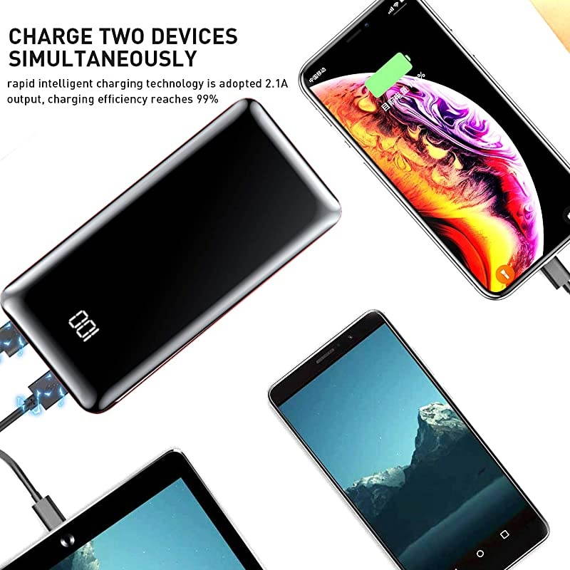 Portable Charger Power Bank 30000mAh  Huge Capacity High-Speed 4 USB Ports External Battery Pack with Full LCD Digital Display Compatible with Smart Phone, Android Phone, Tablet and More