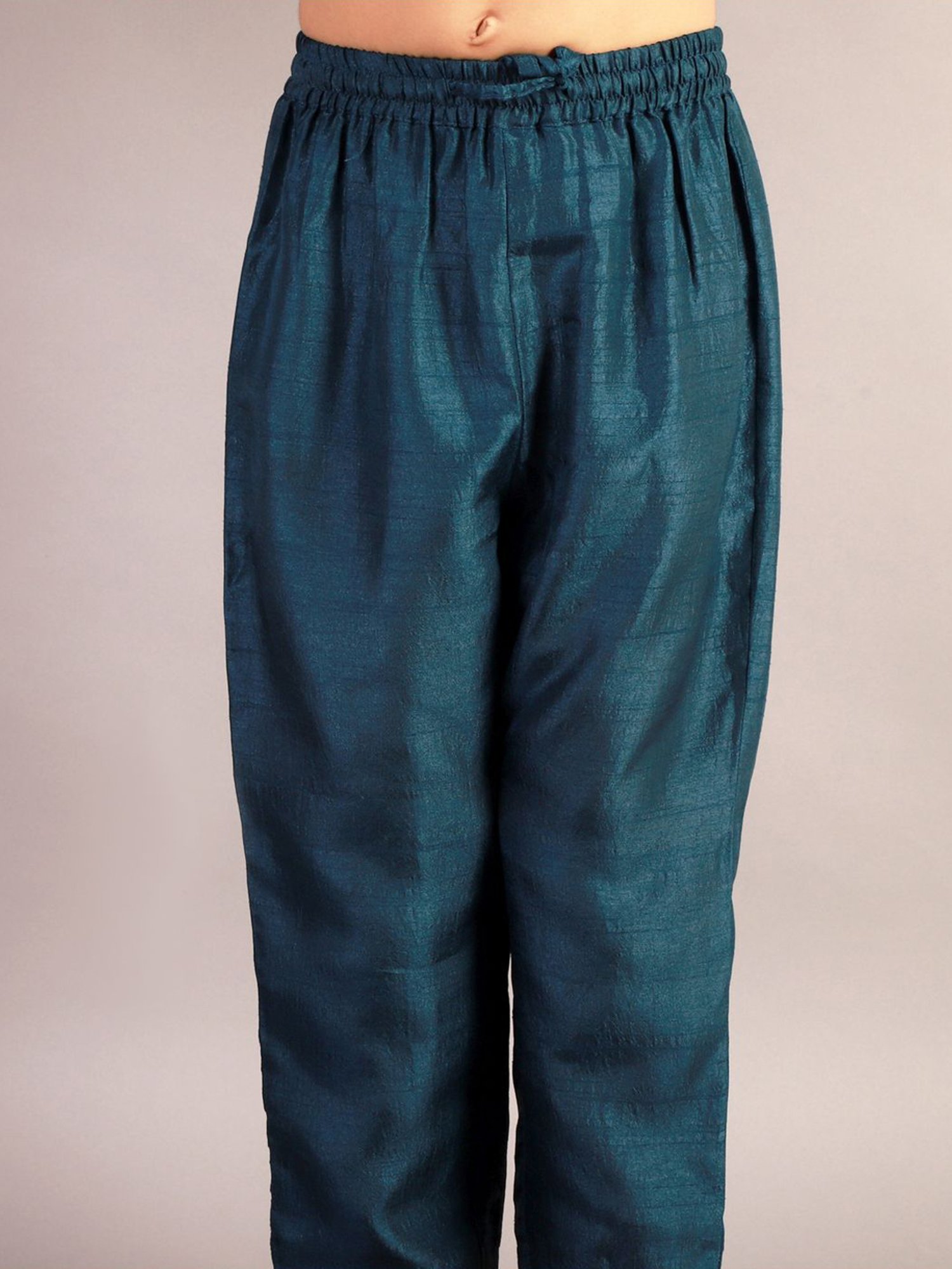 Lil Drama Kids Teal Blue Floral Print Full Sleeves Kurta Set