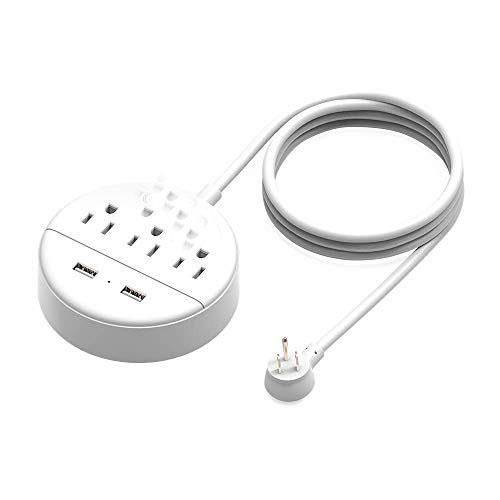 Power Strip with USB  Travel Power Strip Flat Plug 98 ft Extra Long Extension Cord 3 Outlet 2 USB Desktop Charging Ston Wall Mount for Home Dorm Room Office and Cruise Ship White