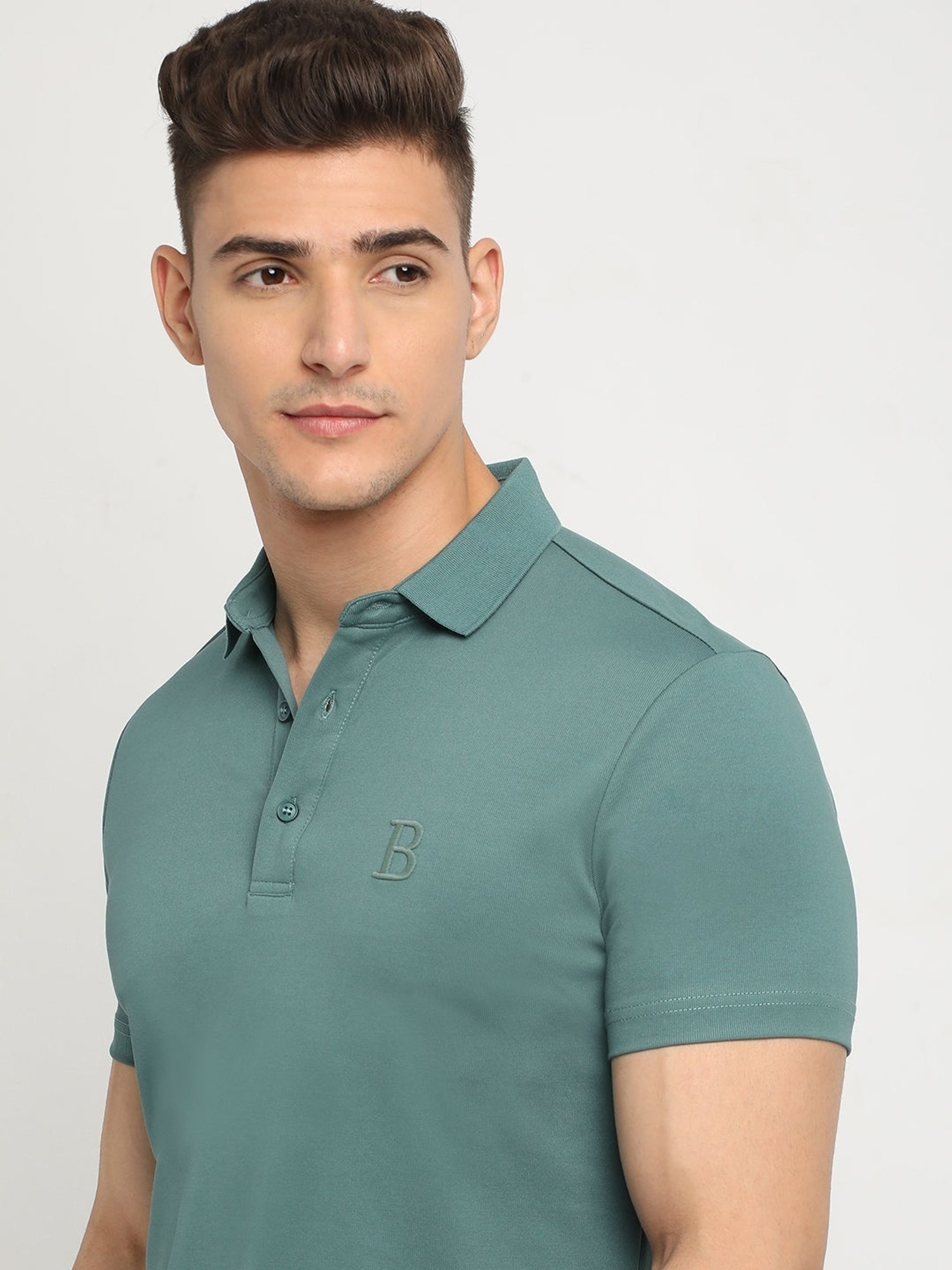 The Bear House Green Slim Fit Polo T-Shirt
