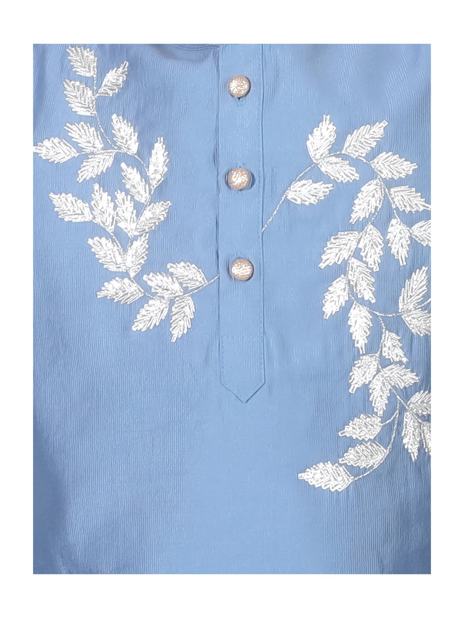 Lil Drama Kids Blue Embroidered Full Sleeves Kurta with Pants