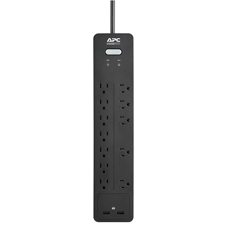 Surge Protector Power Strip with USB Charging Ports PH12U2 2160 Joules Flat Plug 12 Outlets Black