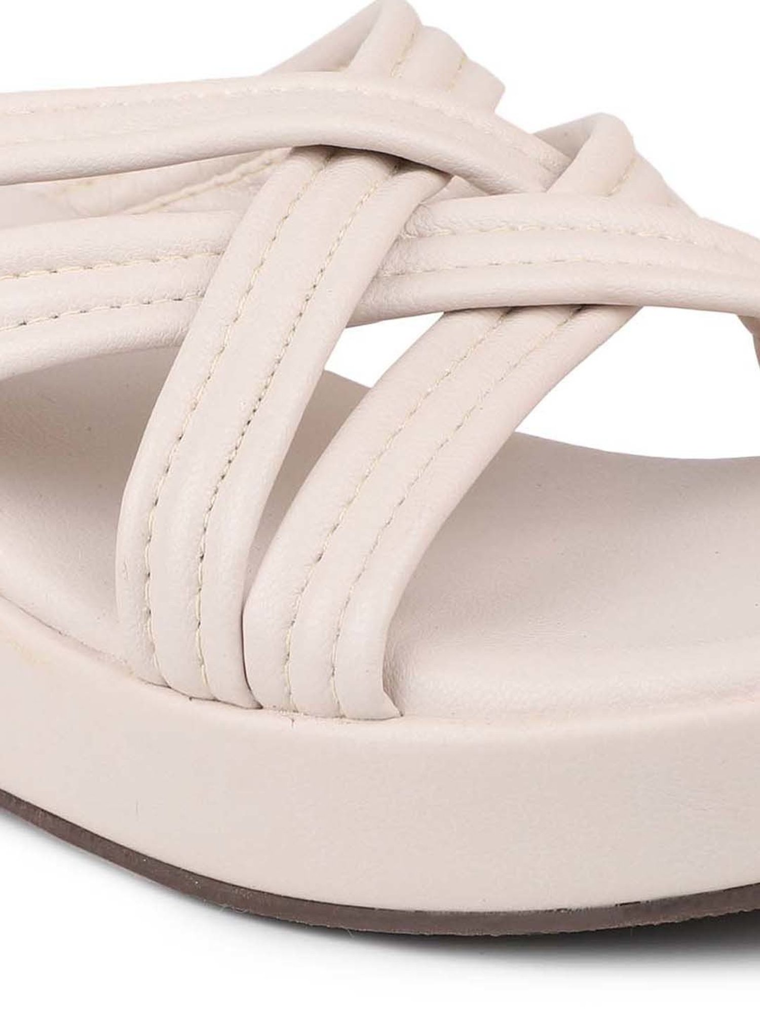 Inc 5 Women's Beige Cross Strap Wedges