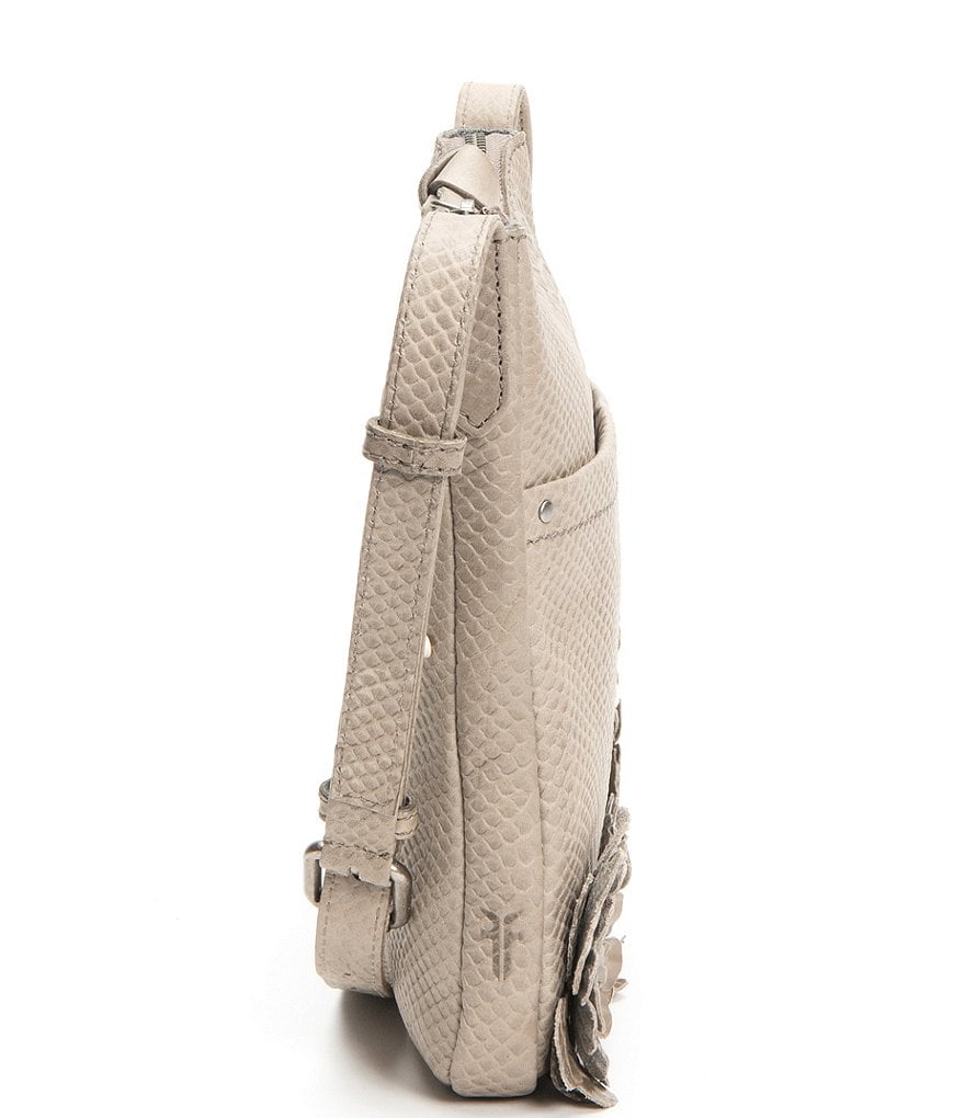 Frye Melissa Floral Swingpack Snake Embossed Leather Crossbody Bag