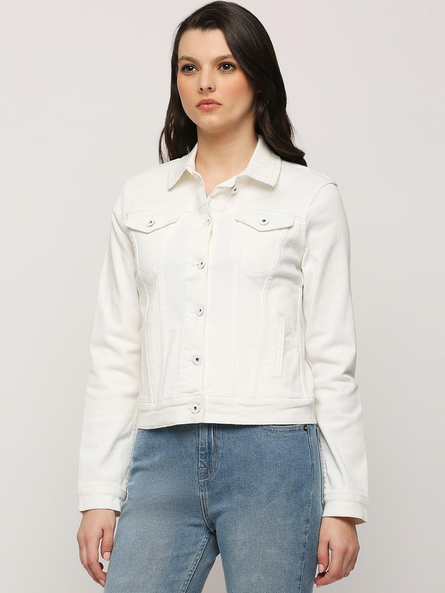 Pepe Jeans White Cotton Jacket