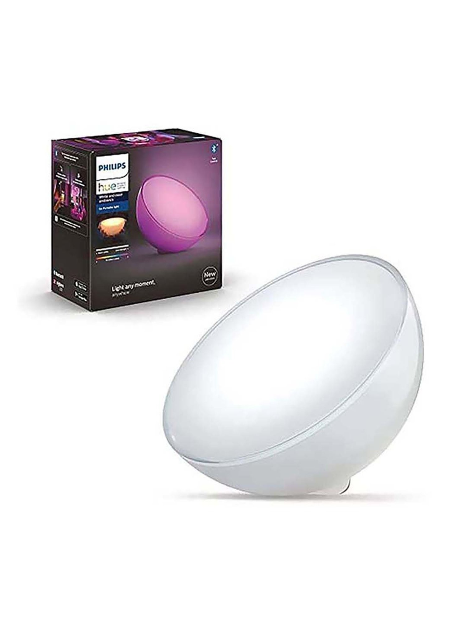 Philips Hue Go 7602031I6 Portable Dimmable WiFi LED Smart Table Lamp With Bluetooth (White)