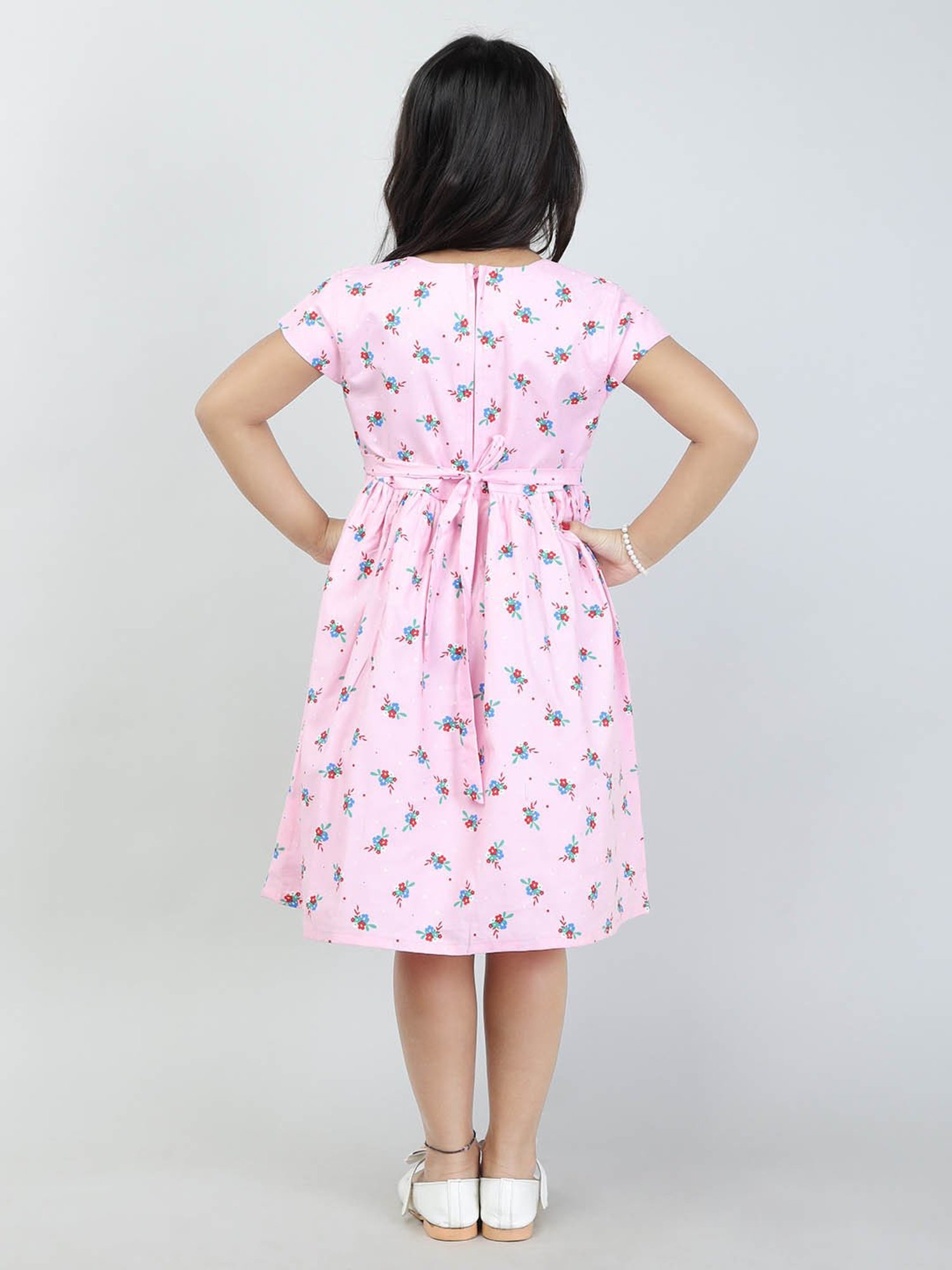Todd N Teen Kids Pink Floral Print Frock