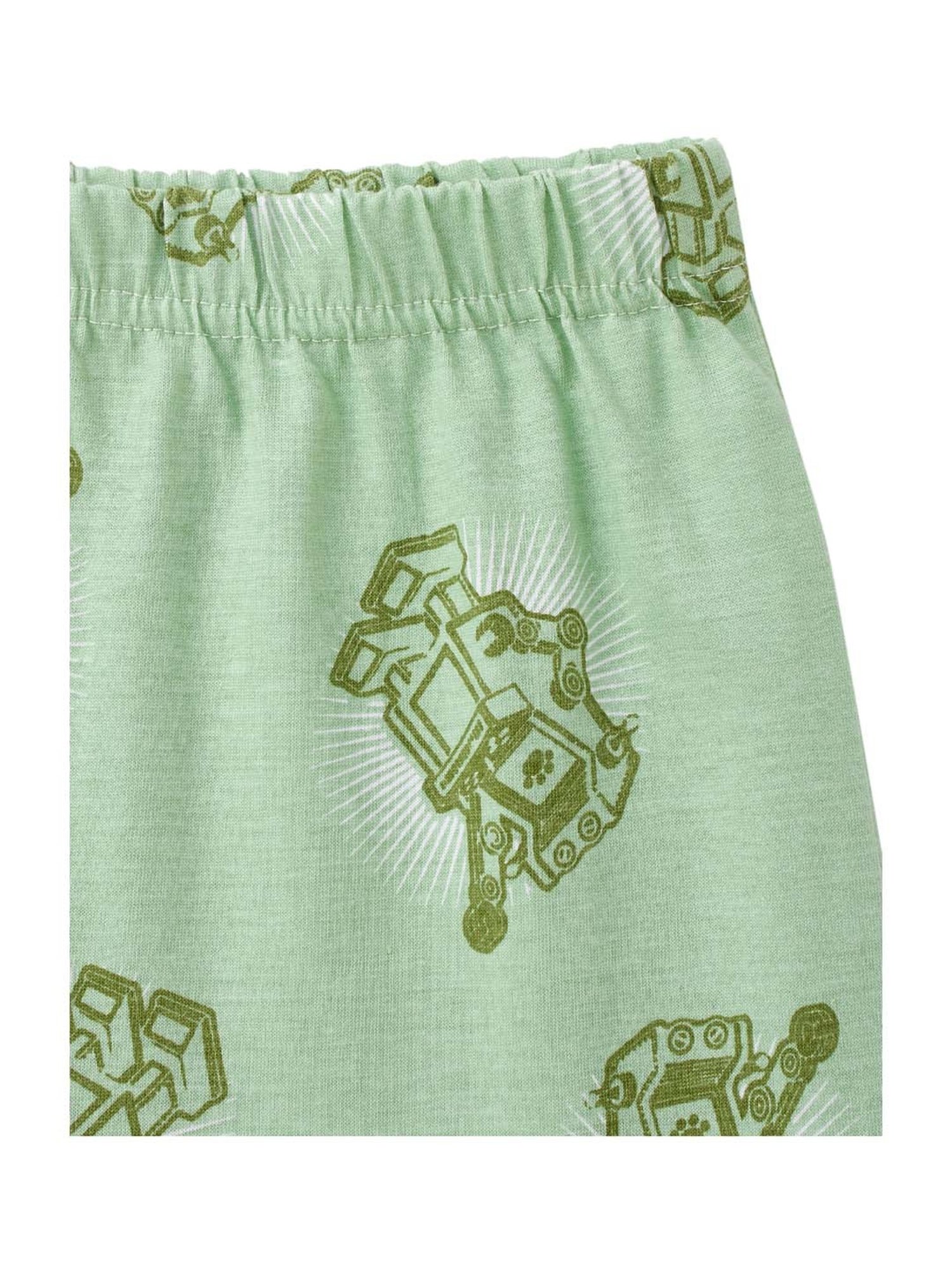 Cub McPaws Boys Green Cotton Printed Full Sleeves T-Shirt Set