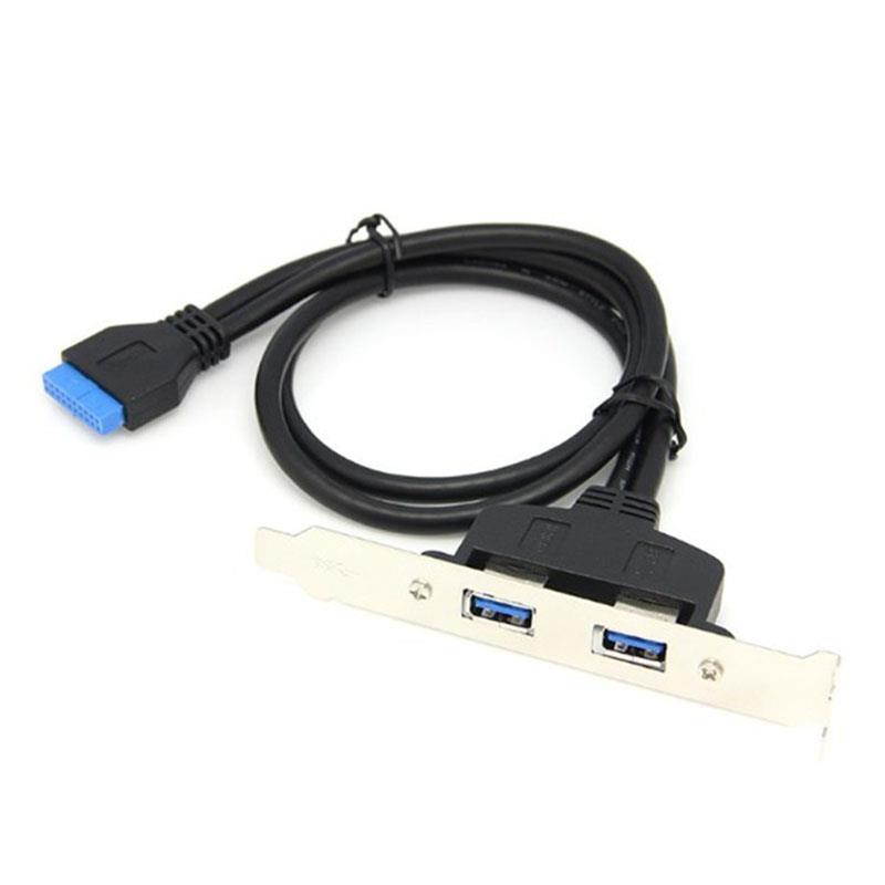 50cm Dual Port PCI Bracket Panel USB Cable 3.0 to Motherboard Mainboard 20 Pin Header Adapter Rear 20-Pins to 2 X USB A Female
