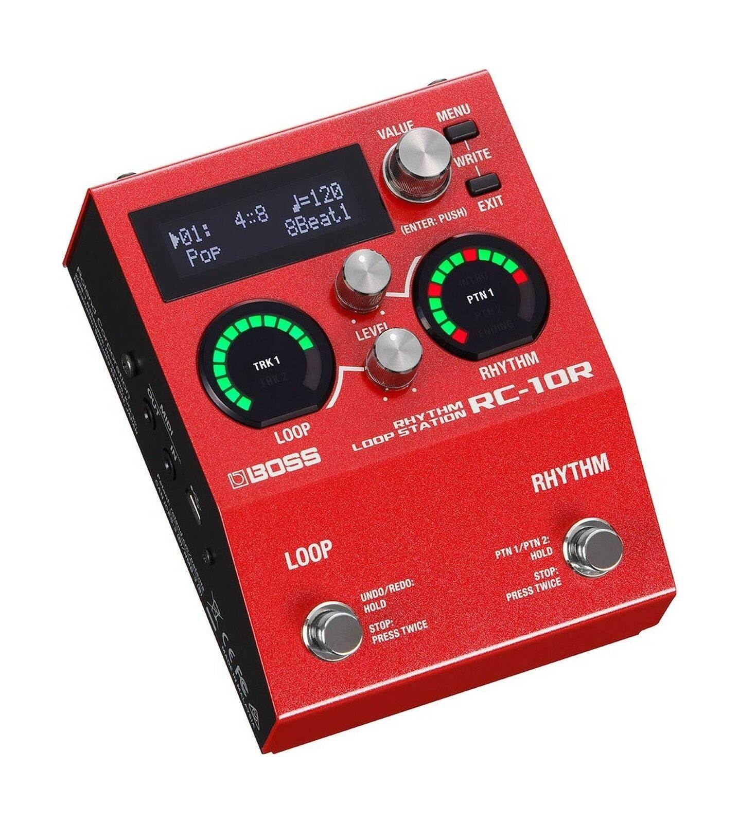 BOSS Guitar Looper Effects Pedal, Red (RC-10R)