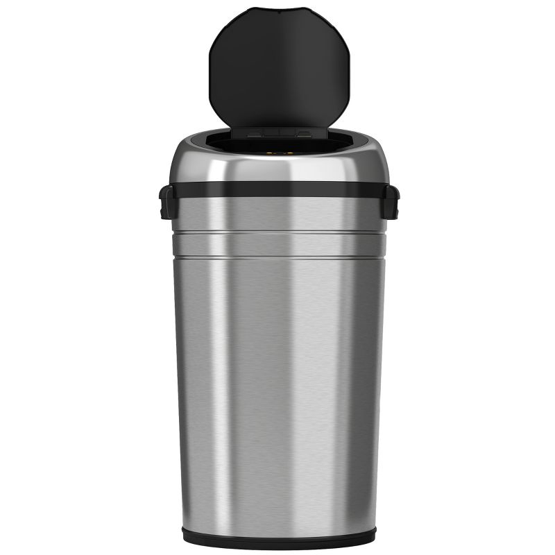 iTouchless Rolling Sensor Kitchen Trash Can with Wheels and AbsorbX Odor Filter 23 Gallon Silver Stainless Steel