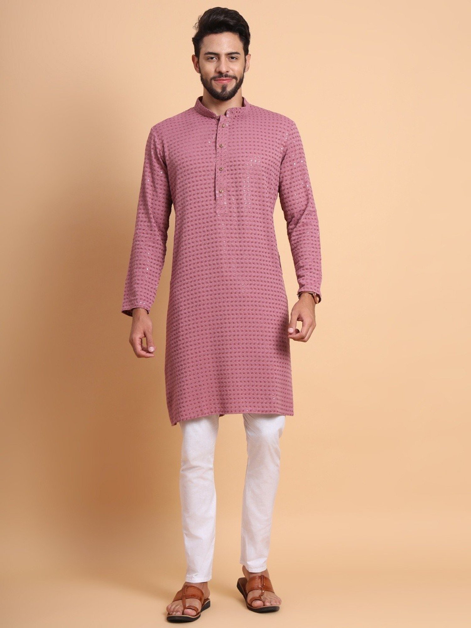 SWAGG INDIA Pink Regular Fit Embroidered Kurta