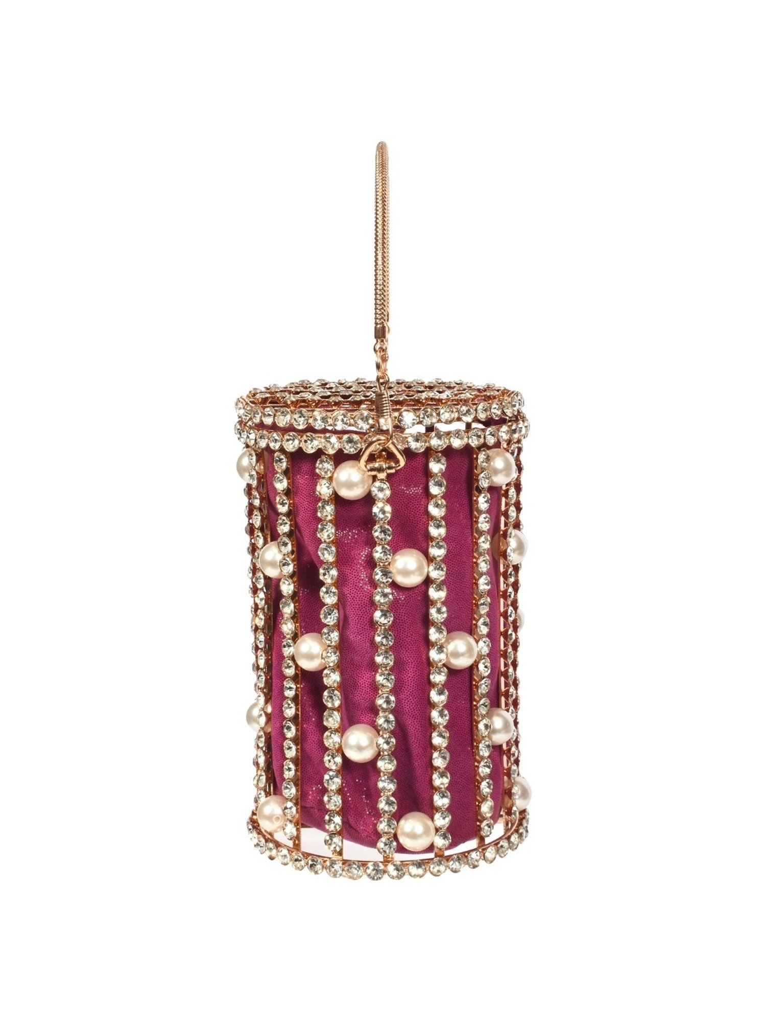 SASSORA IVORY Pink Leather Embellished Handbag