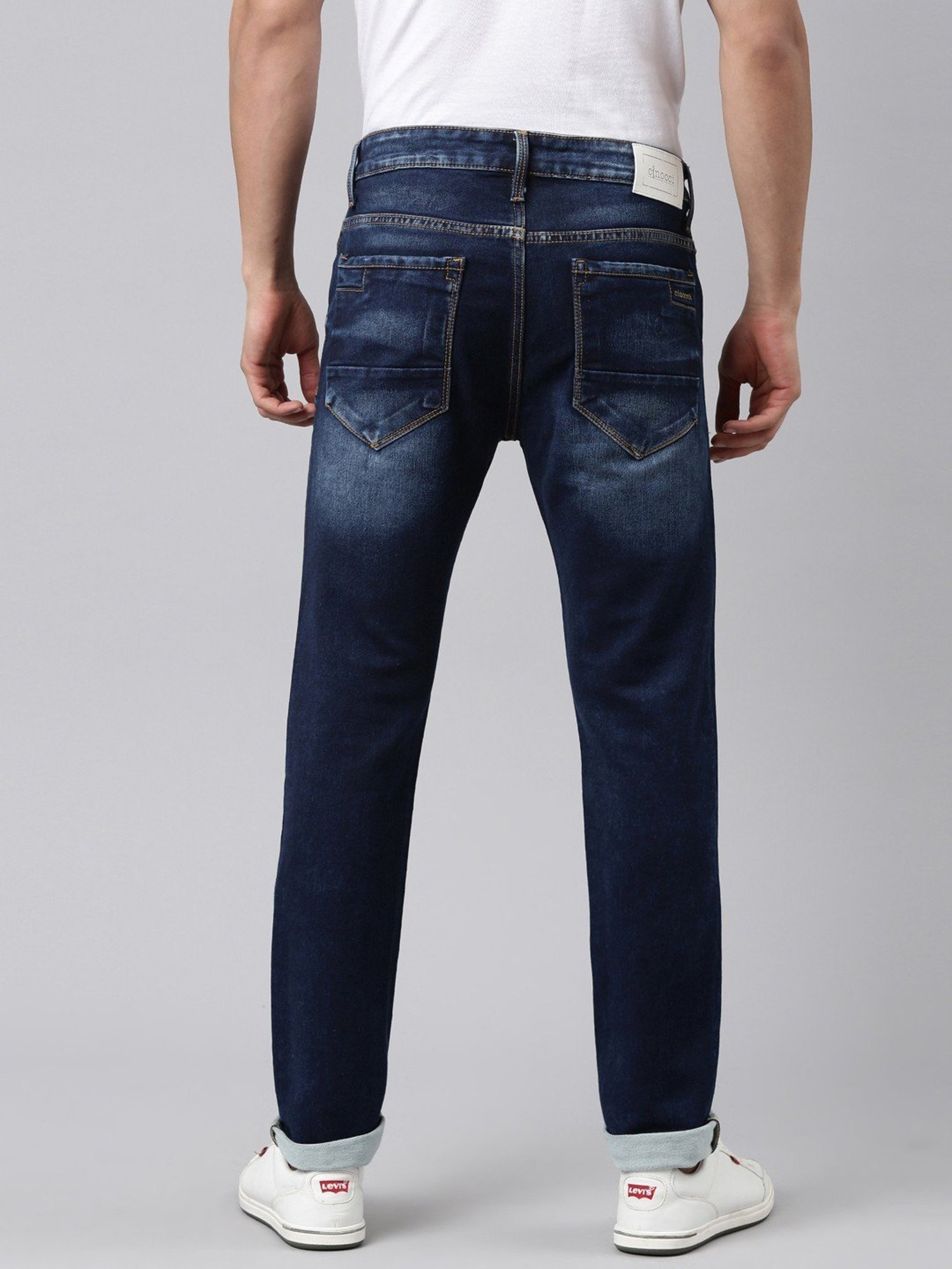 CINOCCI Denim Blue Cotton Slim Fit Jeans