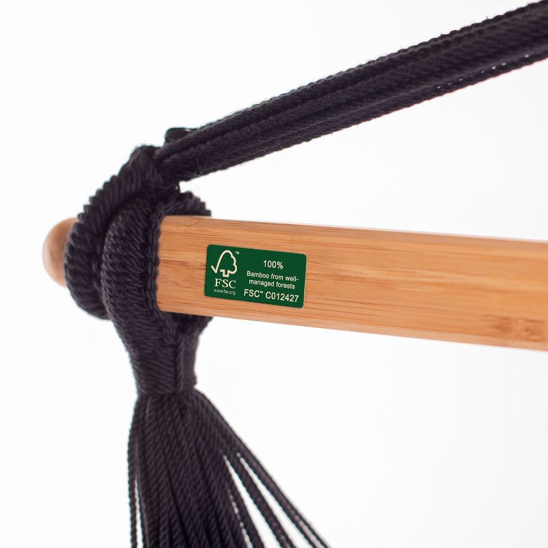 La Siesta HAL21-19 Organic Machine Washable Cotton Kingsize 2 Person 360 Degree Swivel Hammock Chair with 55 Inch Bamboo Spreader Bar, Zebra