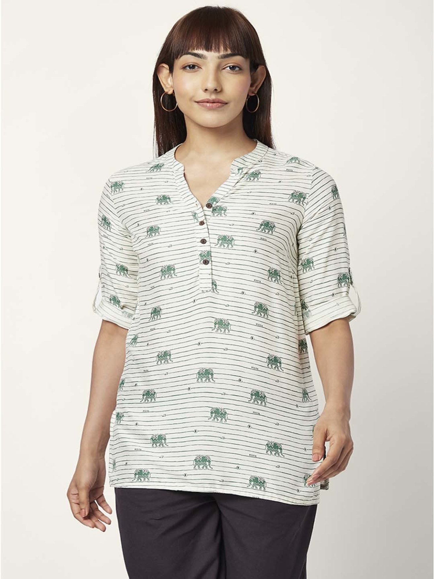 Akkriti by Pantaloons Off-White Printed Tunic