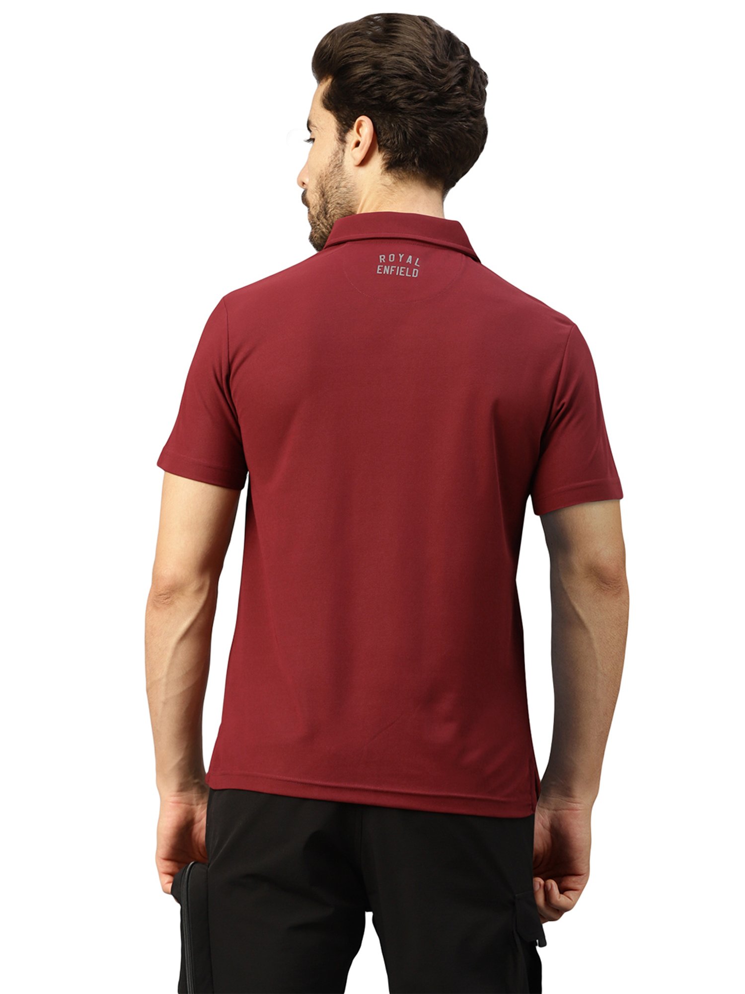 Royal Enfield HYBRID Maroon Regular Fit Polo T-Shirt