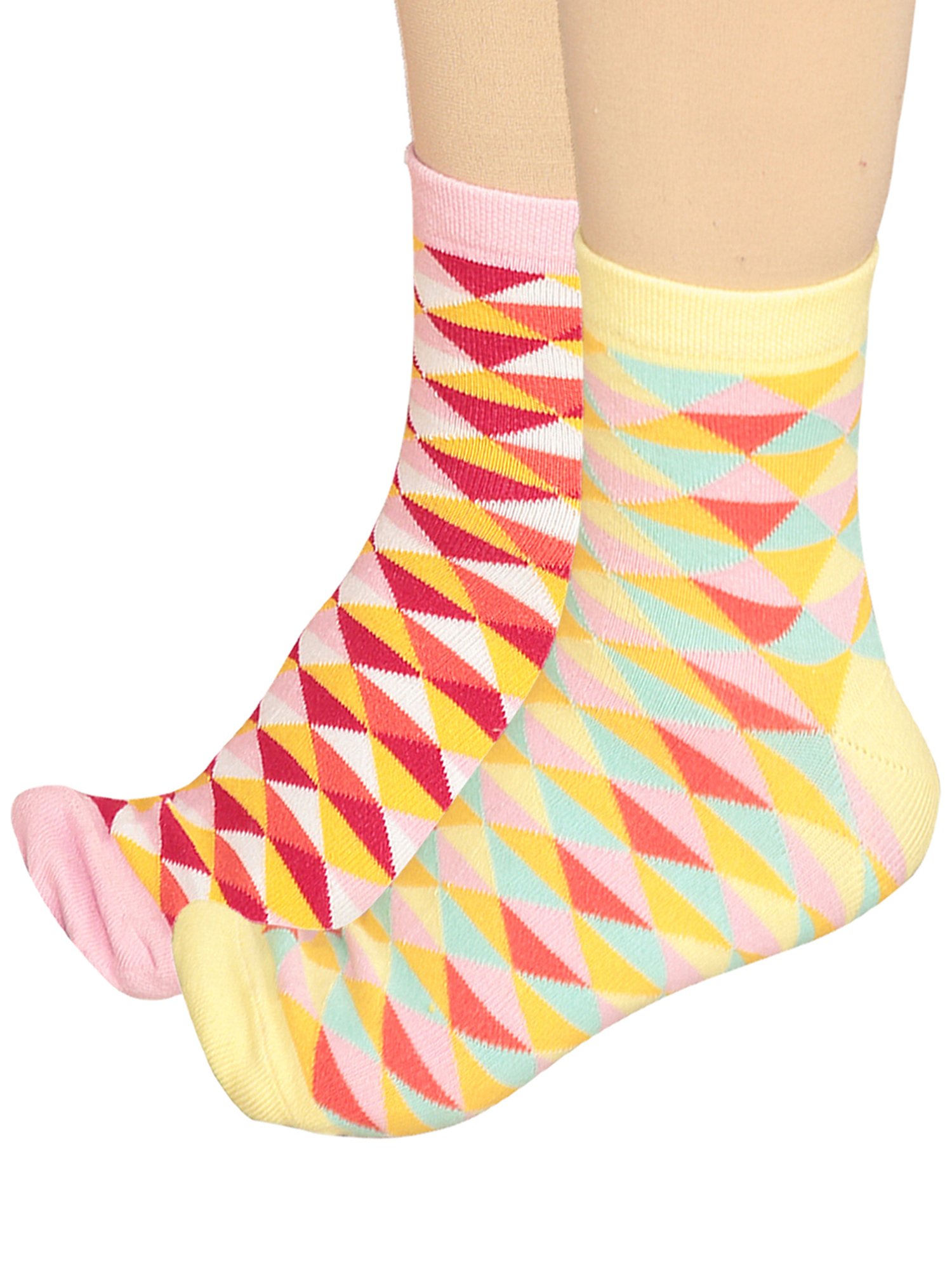 Bodycare Pink & Yellow Printed Socks (Pack Of 2)