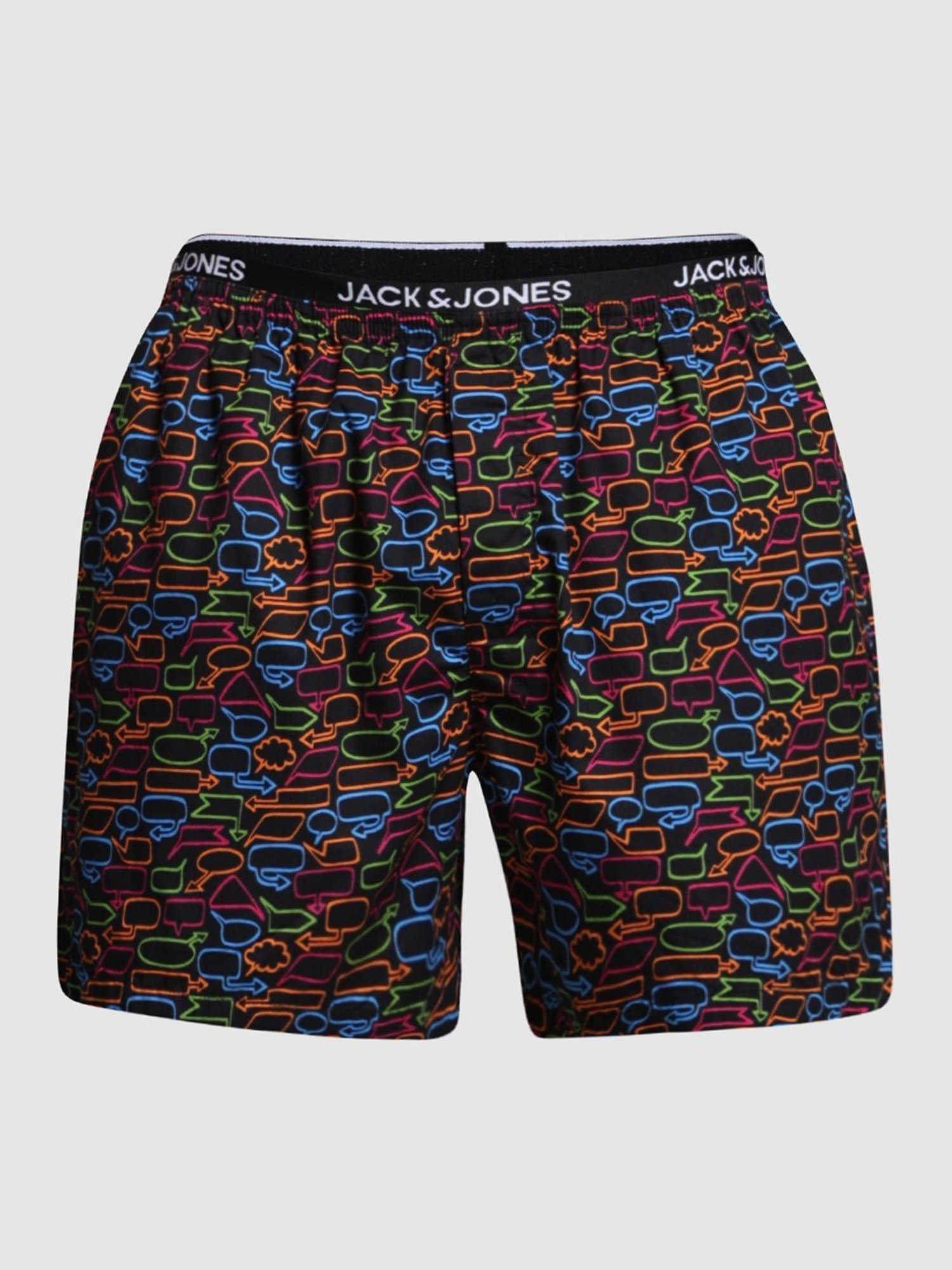 Jack & Jones Black Cotton Regular Fit Printed Boxers