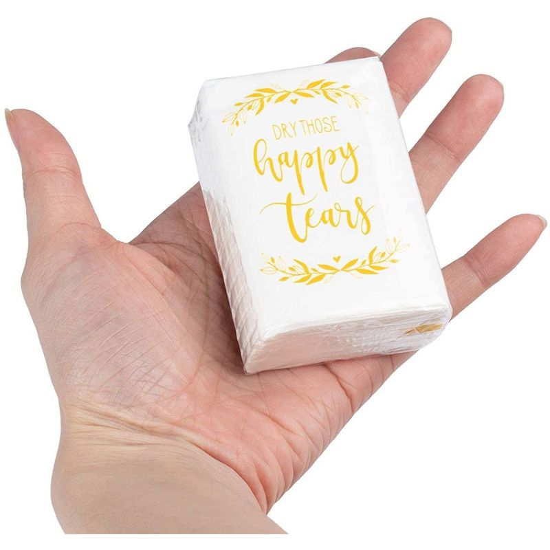 Juvale 60 Count Wedding Facial Tissue, Dry Those Happy Tears Tissues, Wedding Party Supplies, 2.9 x 2"