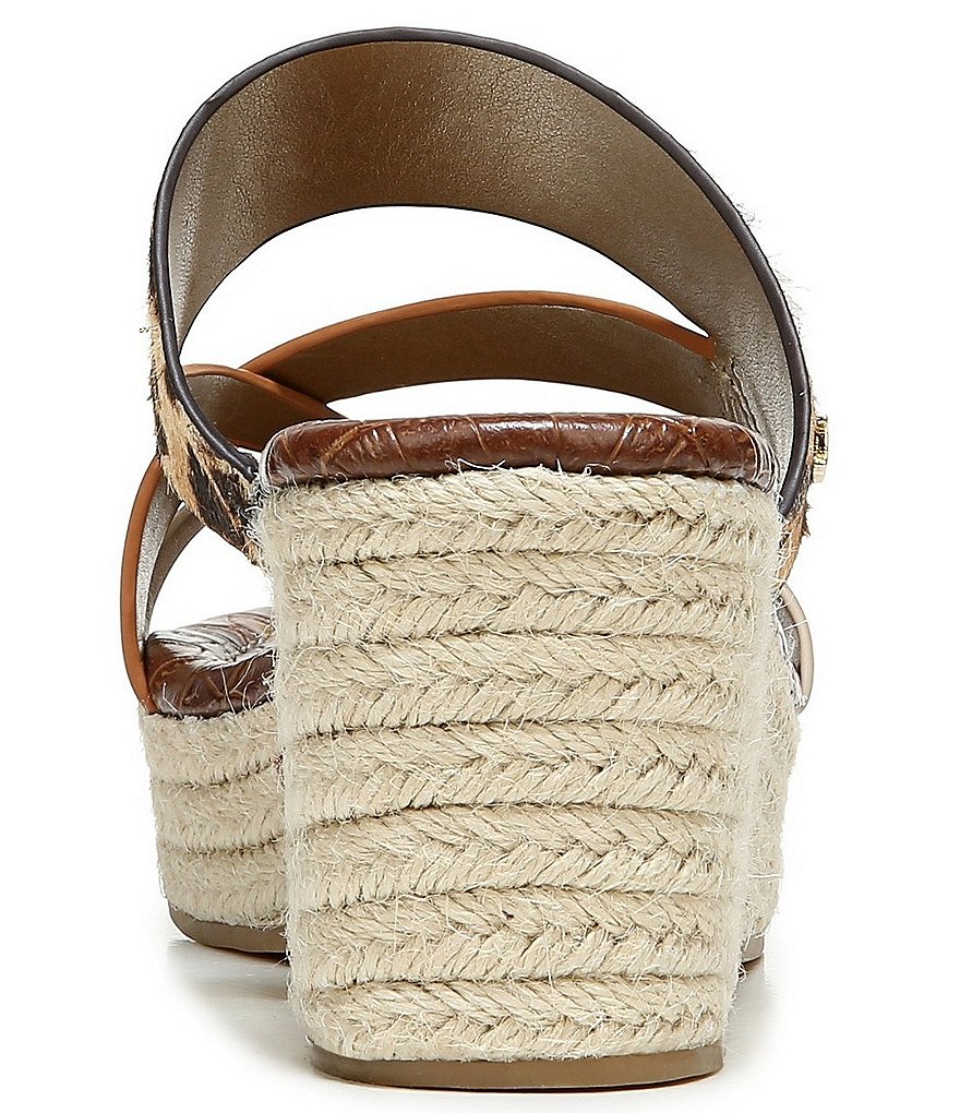 Sam Edelman Raleigh Leopard Print Leather Jute Wrapped Wedge Sandals