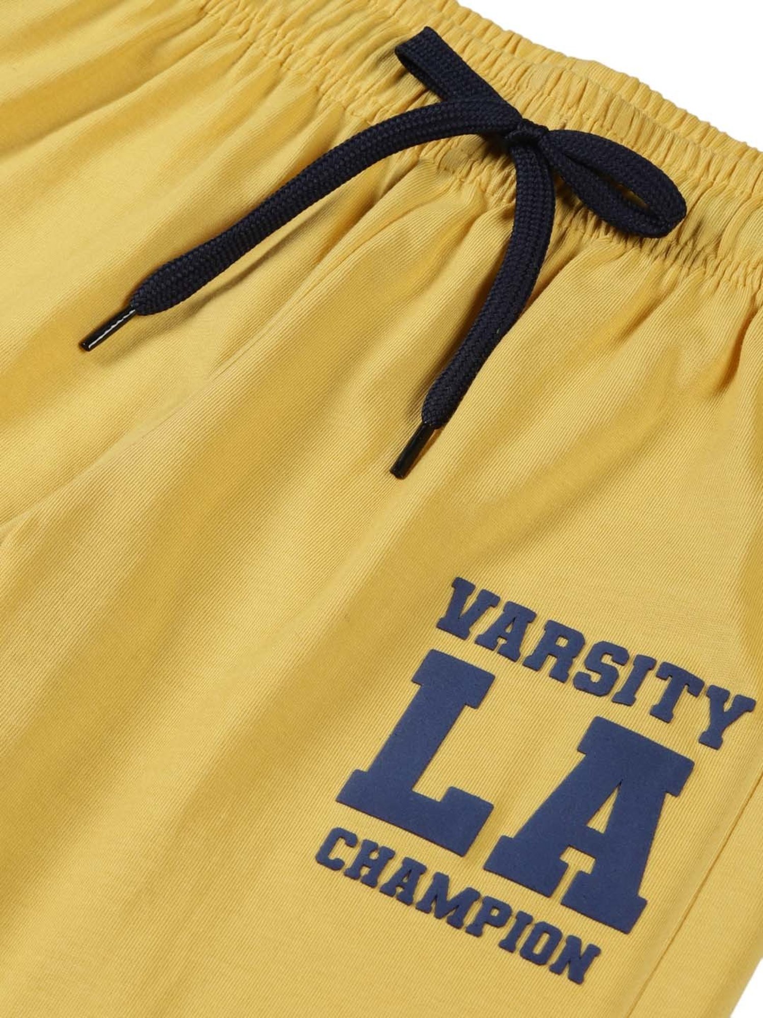 Plum Tree Kids Green & Yellow Cotton Printed Joggers (Pack of 2)