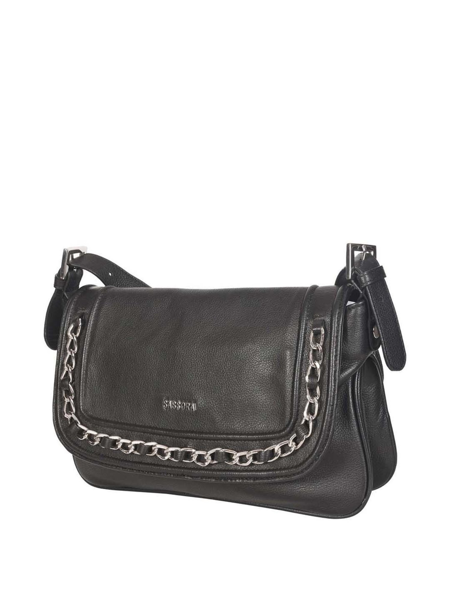 SASSORA Black Solid Medium Shoulder Bag