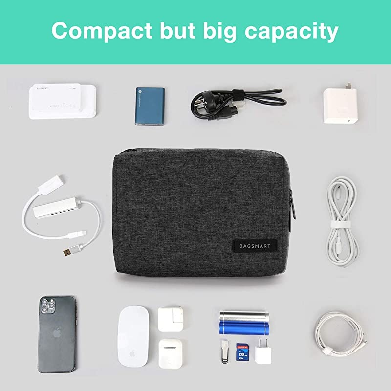 Electronic Organizer Small Travel Cable Organizer Bag for Hard Drives Cables Phone USB SD Card Black