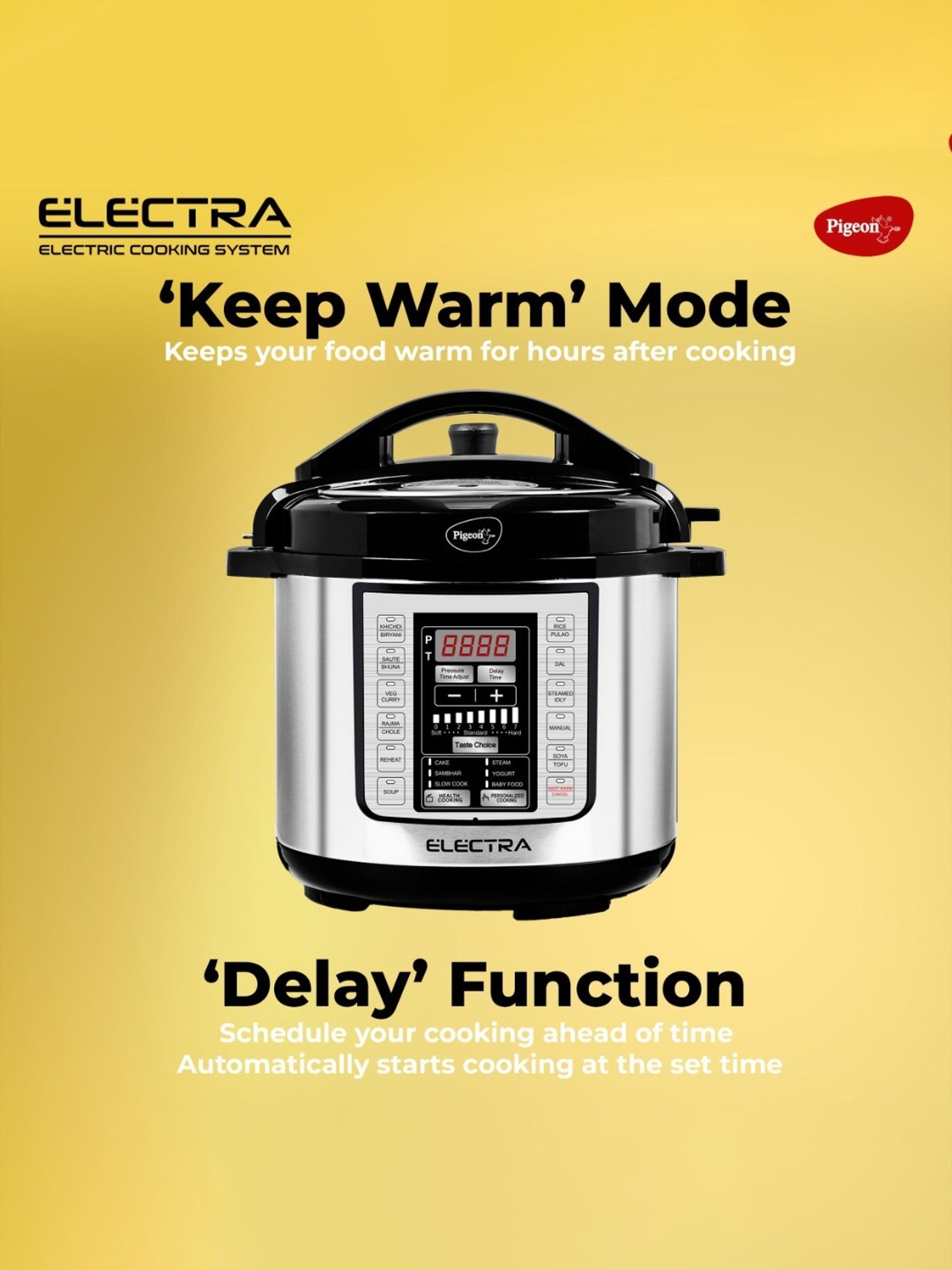 Pigeon Air Fryer 1200W, 6L with Touch Control & 8 Pre-Set Menu (Black)