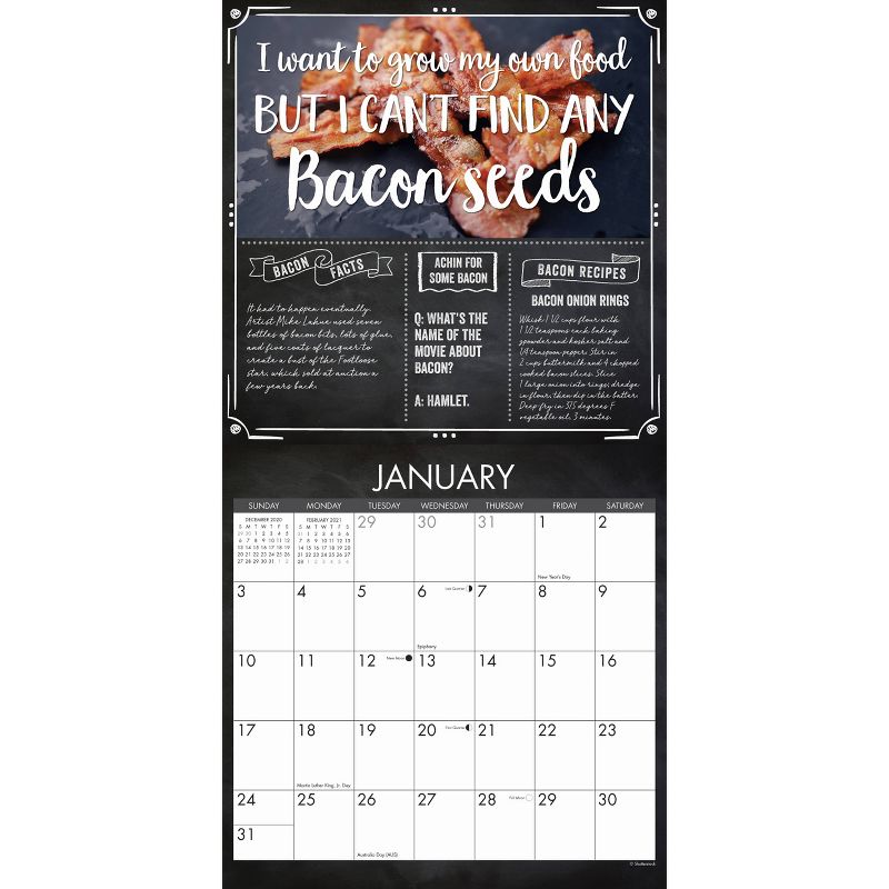 2021 Monthly Wall Calendar Bacon - Willow Creek Press