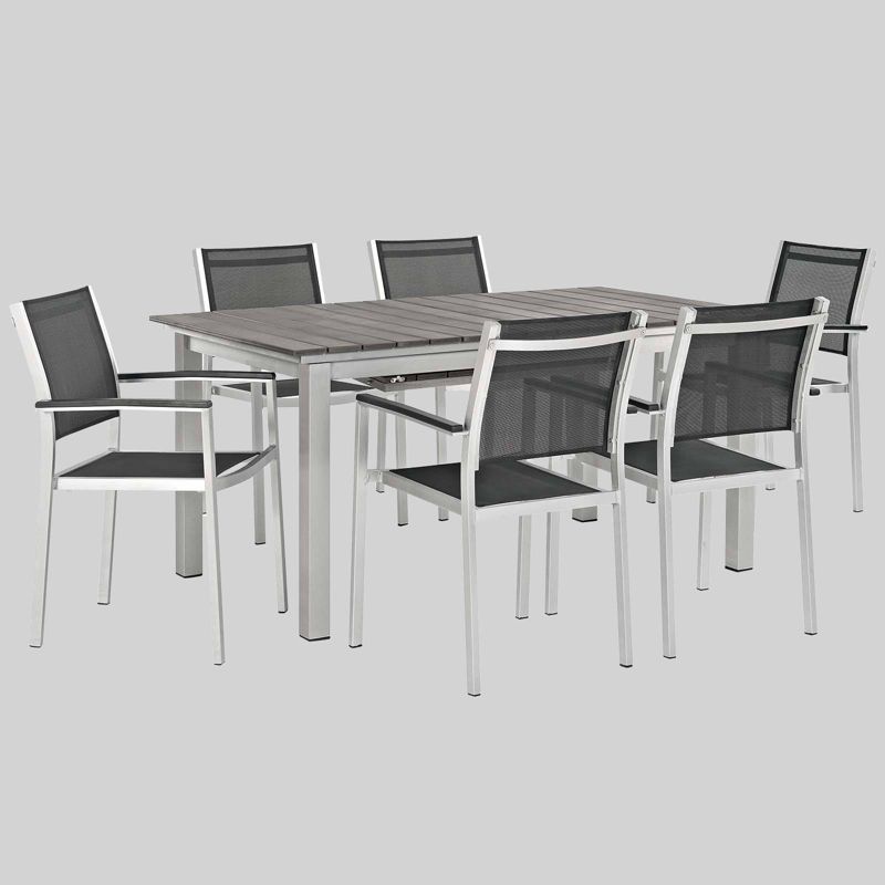 Shore 7pc Aluminum Patio Dining Set Black - Modway