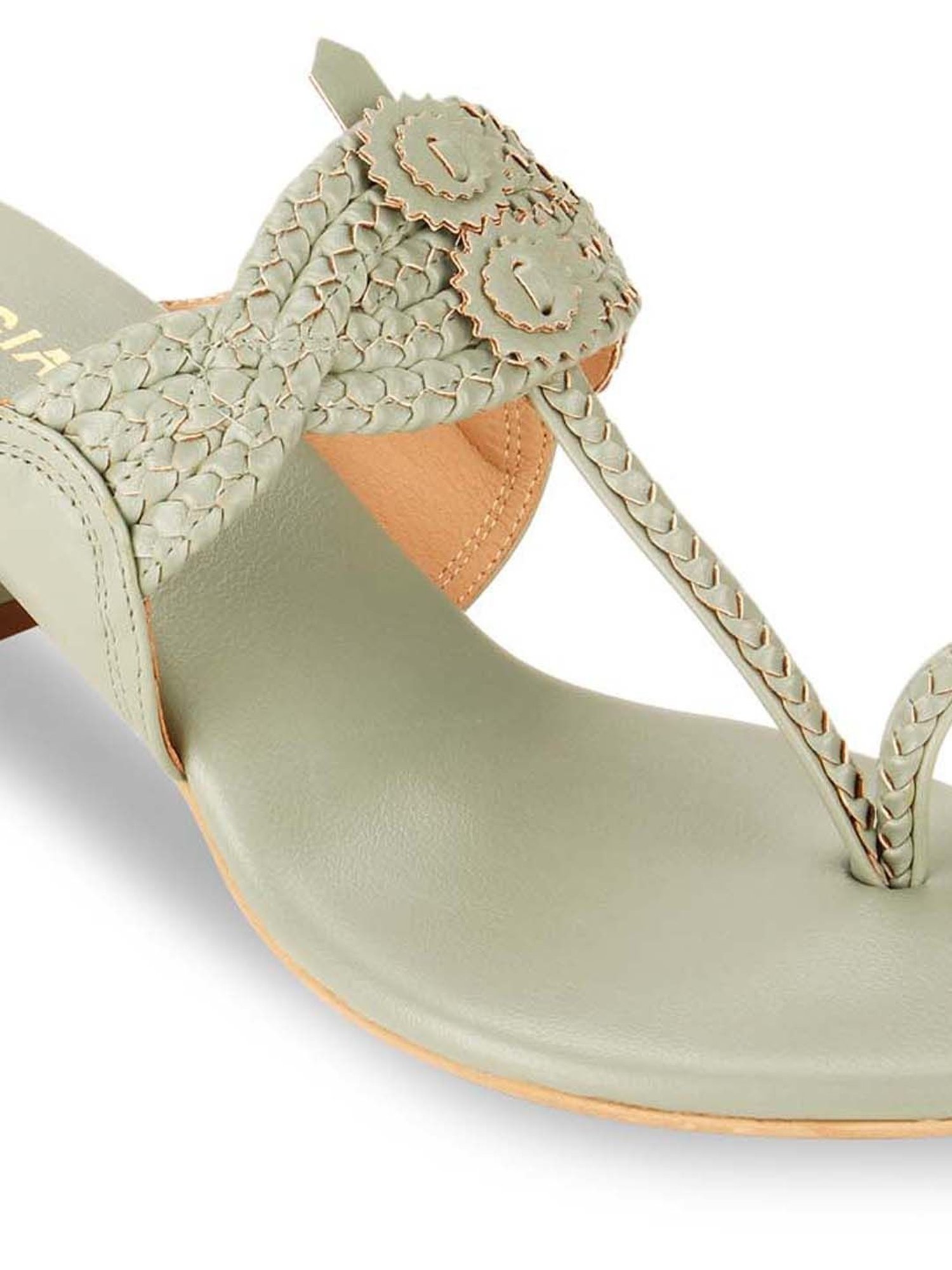 Rocia by Regal Women's Sage Green Toe Ring Sandals