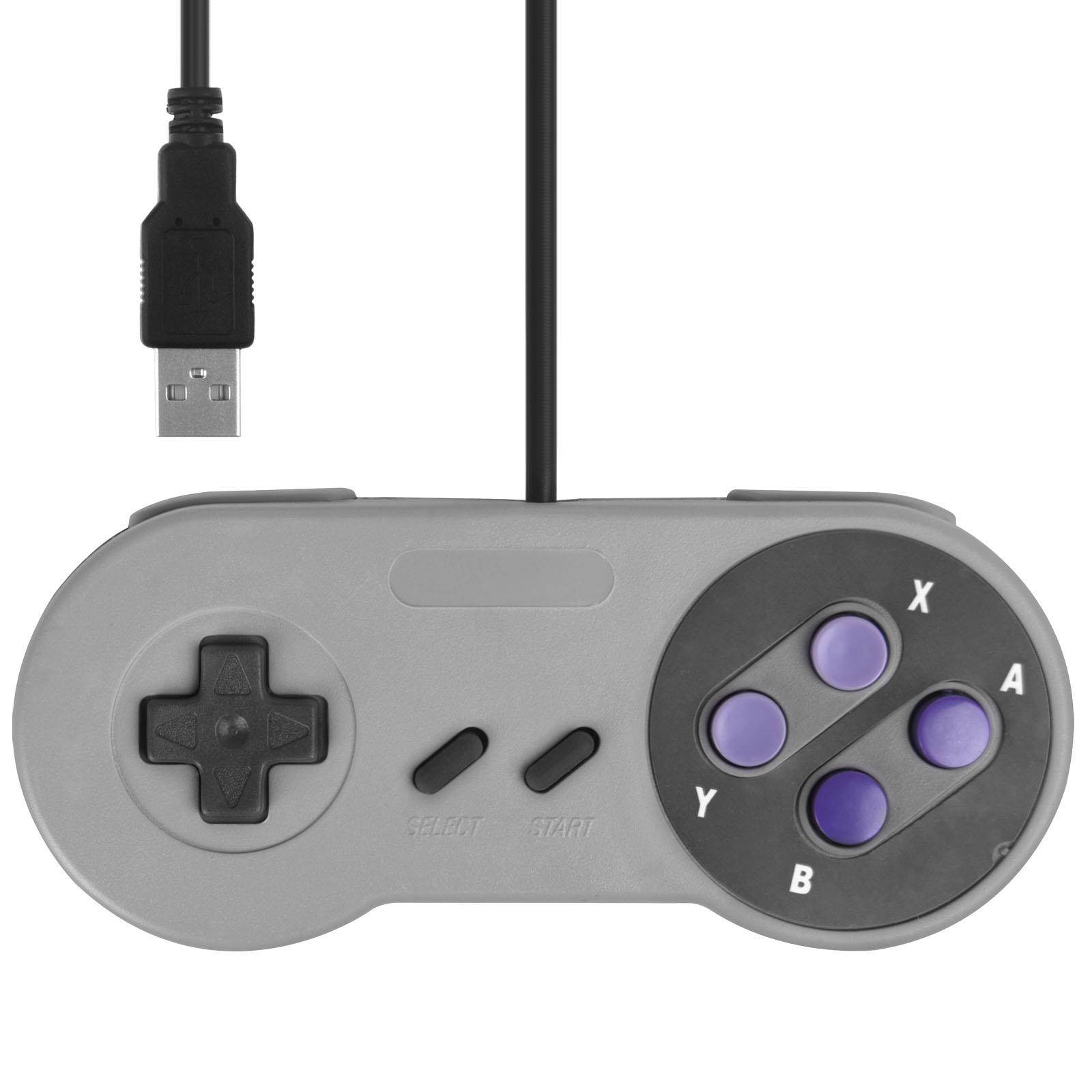 Retro SNES USB Wired Classic Controller GamePad for Windows PC Purple