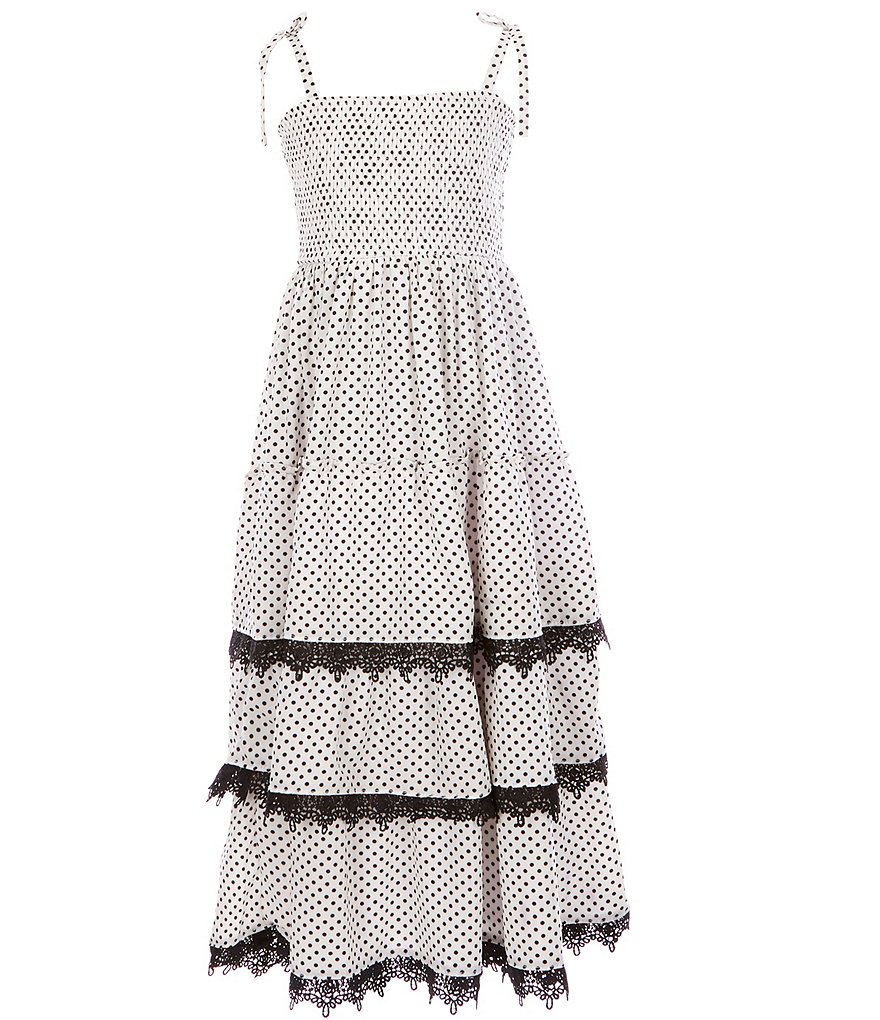 Rare Editions Big Girls 7-16 Polka-Dot Crepe Tiered Maxi Dress