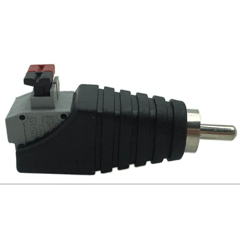 RCA Adapter 6-Pack Speaker Wire Cable to Audio Male RCA Connector Adapter Jack RCA Female to 2 Screw Terminal Strip Audio Video Spring Press Type Balun Connector Adapter Converter (RCA Male)