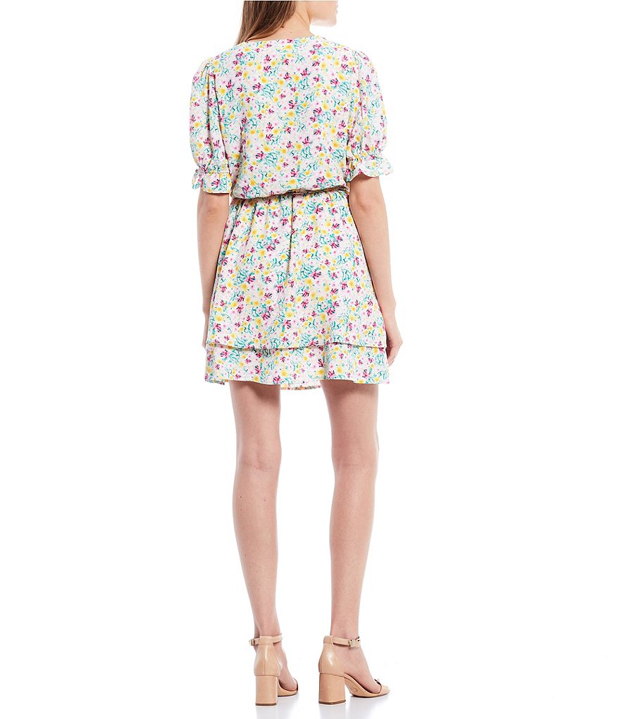June & Hudson Floral Tiered Tie Waist Dress