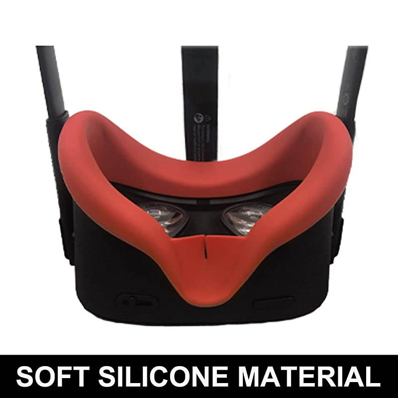 VR Face Silicone Cover Mask & Face Pad for Oculus Quest Face Cushion Cover Sweatproof Lightproof (Red)