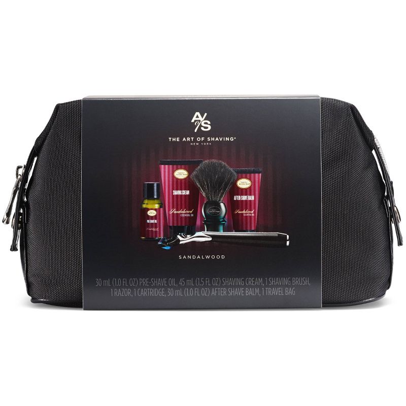 The Art Of Shaving Men's Sandalwood Travel Shaving Kit with 5 Bladed Morris Park Razor