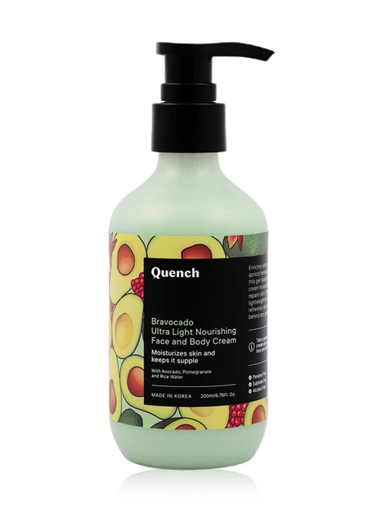 Quench Botanics Bravocado Ultra Light Nourishing Face and Body Cream - 200 ml