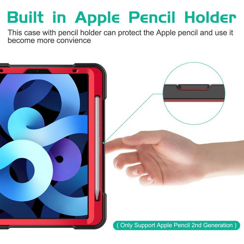 Donwell For iPad Air 4th Gen 10.9 inch 2020,For Apple iPad Air (2020)/Apple iPad Air (4th Generation) /Apple iPad Air 10.9'' 2020 Shockproof TPU Pencil Holder Kickstand Case Cover