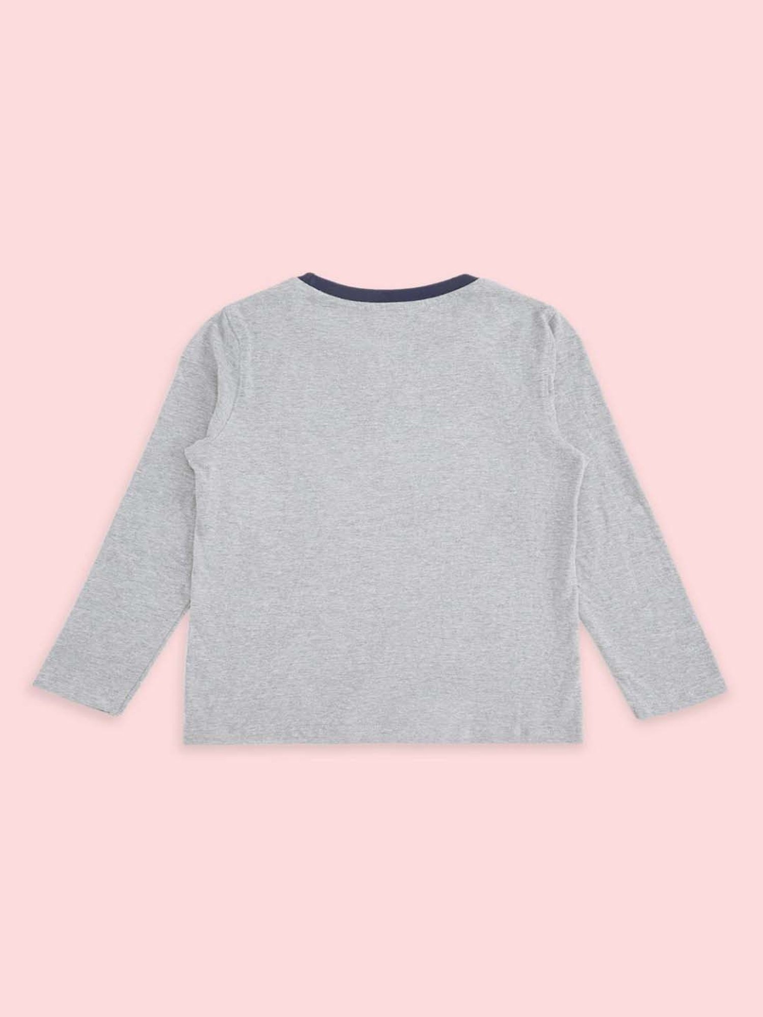 Pantaloons Baby Boys Grey & Blue Cotton Printed Full Sleeves T-Shirt