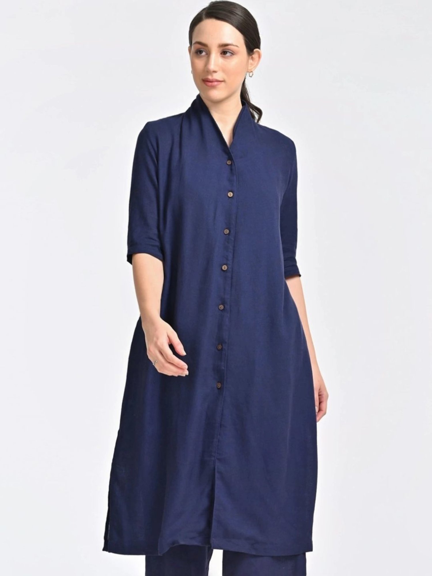 Saltpetre Linen Navy Long Shirt