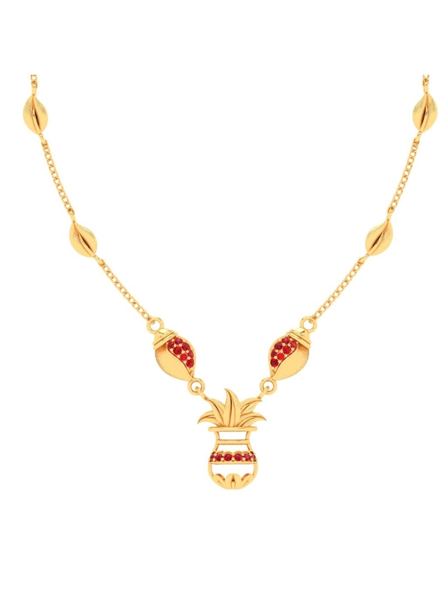 P.C. Chandra Jewellers 14k Yellow Gold Traditional With Red Stone Necklace