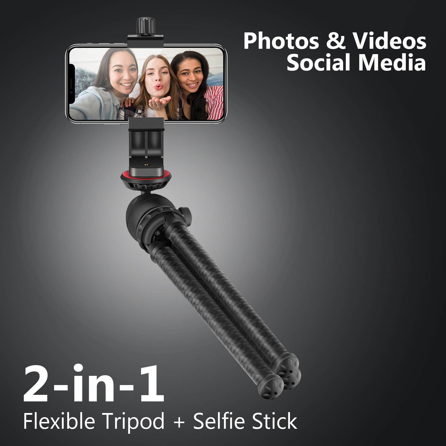 Neewer 12 inches Flexible Tripod with 1/4-inch Screw Mount and Ball-Head 360 Degree Rotatable Phone Clip for iPhone Samsung Huawei Smart Phone and DSLR Camera for Photo Video Photography