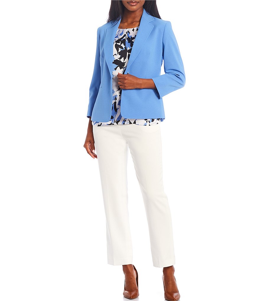 Kasper Petite Size Bold Floral Printed Cap Sleeve Satin Chiffon Top